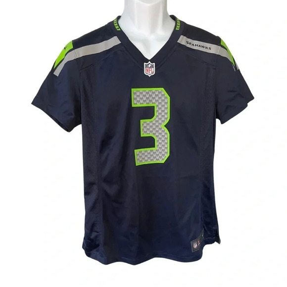 Seattle Seahawks Russell Wilson #3 NFL Nike Navy On Field Game Player Jersey - Picture 8 of 10